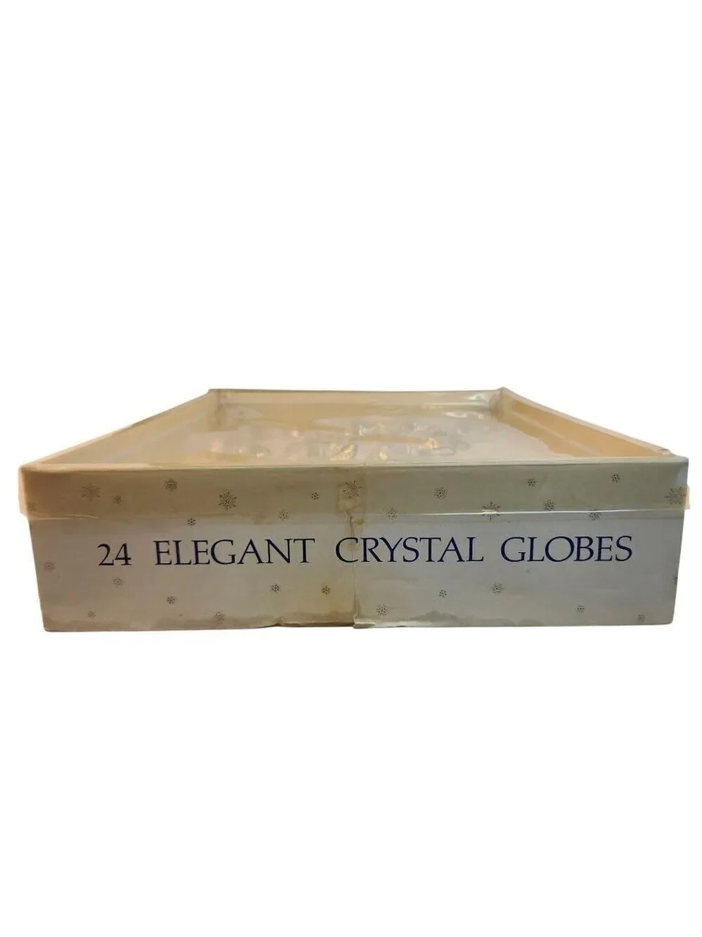 Holiday Crystal Glass Christmas Tree Ornaments Set 23 Pc 3 Sizes Gold Caps Vinta